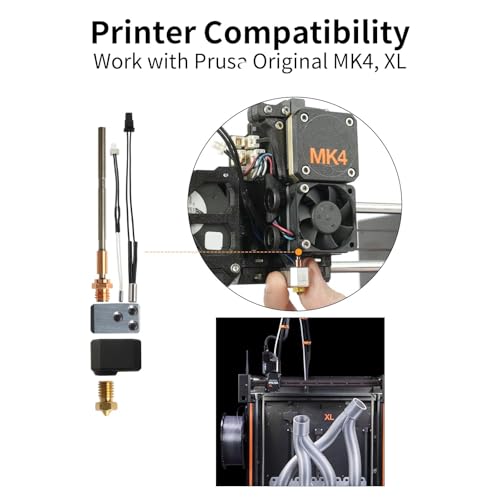 FYSETC Prusa i3 MK4 Print Head Kit - XL Hotend Replacement: Nextruder Heater Block Silicone Sock Brass Hardened Steel Nozzle 0.4mm 104NT Thermistor 24V 40W Heater Cartridge - 3D Printer Accessories