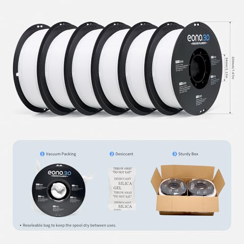 White PETG Filament 1.75mm 6kg (13.2lbs), 3D Printer Filament - color: White Petg 1kg*6