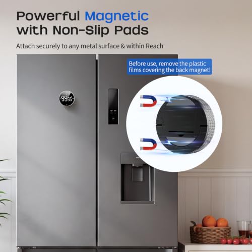 Seniny Digital Kitchen Timer, Magnetic Visual Timer with Large LED Display - color: Sliver