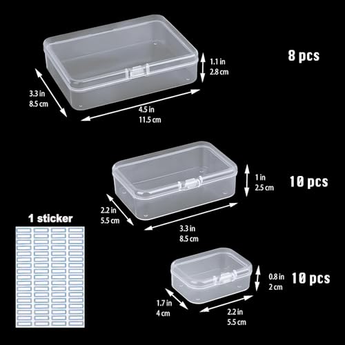 Bead Organizers and Storage-28 Pcs Small Plastic Boxes,Mini Clear Plastic Storage Boxes with Lids,for Jewelry Making Organizer,Containers Hair Accessories, Earrings,Crafts,Sewing Supplies Bead Storage - size: 28 Pieces Mixed Sizes