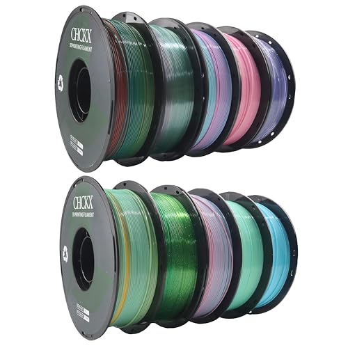 10 Pack Rainbow PETG 3D Printer Filament Bundle, 1kg Spool(2.2lbs) - color: 10*1kg Different Colors