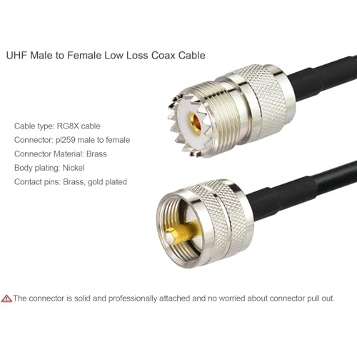 Superbat CB Coax Cable 3ft RG8X Coaxial Cable UHF SO239 Female to PL259 Male Jumper for Ham Radio Duplexer Tuner Dummy Load SWR Meter Switch Monitor etc. - size: 3ft