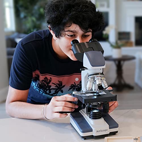 AmScope B120C-BK-BS 2500X LED Lab Binocular Compound Microscope