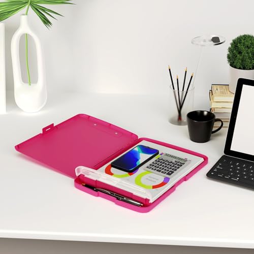 Piasoenc Clipboard with Storage, 8.5 x 11 Clip Board with Pen Holder, Red - color: Red