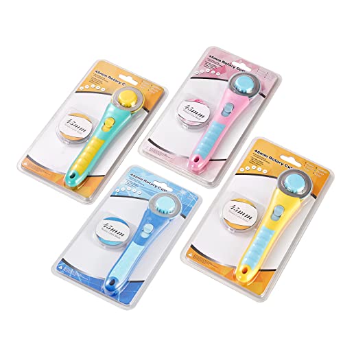 Headley Tools Rotary Cutter with 5pcs 45mm Rotary Blade, Bearing Design Rolling Cutter with Safety Lock for Fabric Sewing Quilting Cloth Leather Paper and Arts & Crafts(Pink) - color: Pink with Bearing, size: 45mm