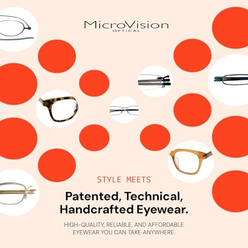 MicroVision Flat Folding Reading Glasses with Compact Case - color: Gold