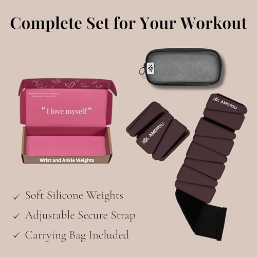 Wrist & Ankle Weights for Women – 2 lb Total, 1 lb Each | Weighted Bangles - color: Espresso