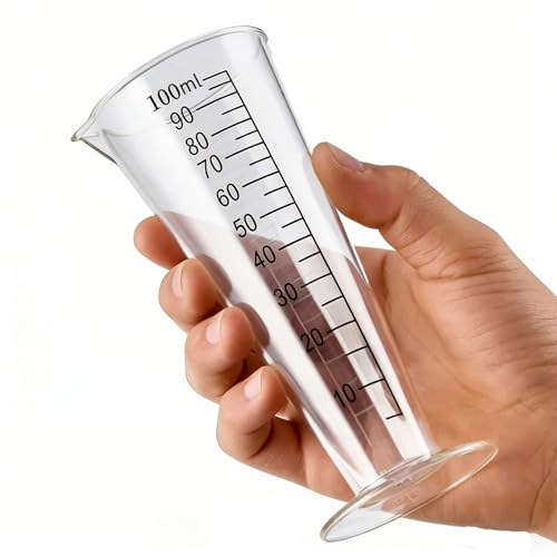 100ml Plastic Liquid Measuring Cup - Graduated Measuring Beaker with Clear Scale for Kitchen, Lab & Mixing