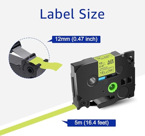 5 Pack Esaytool Replacement for TZe-C31 TZeC31 TZC31 12mm 0.47inch Black on Yellow Fluorescent Laminated Compatible with P-Touch PT-D210 D220 H110 P710BT D450 D600 Label Marker - color: Black on Fluorescent Yellow, size: 12mm