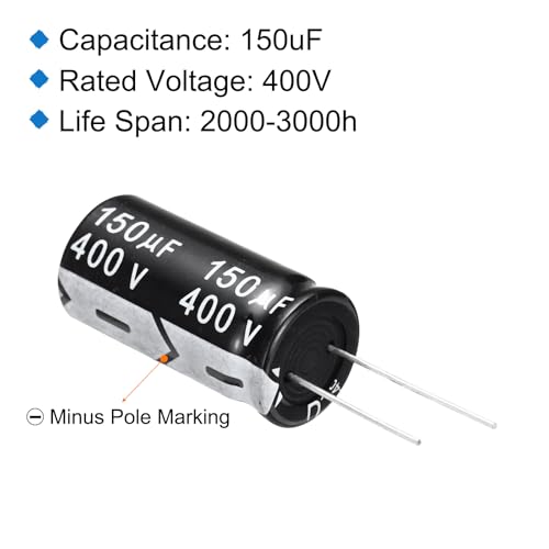 uxcell 150uF 400V 18x35mm Electrolytic Capacitor, Radial Leads Aluminum Capacitors for TV, LCD Monitor, VCD, 20Pcs - style: 150uF 400V