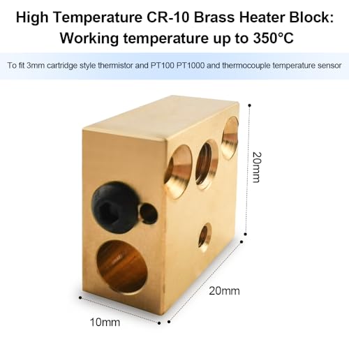 Ender 3 Heater Block, Ender 3 v2 Heat Block,Ender 3 Hotend Heater Block and Ender 3 Silicone Sock Use for MK8 Extruder Hotend Ender 3,Ender 3 v2/Ender 5, CR-10 S4 S5 3D Printer Heater Block(Brass),