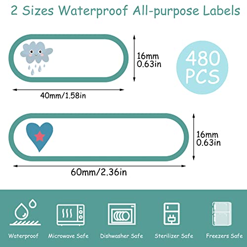 480 Pcs Baby Bottle Labels for Daycare Essentials - style: A-Boho