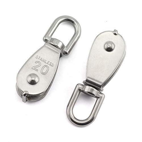 3-Pack M20 Single Pulley Block Stainless Steel Heavy Duty Hardware Single Wheel Swivel Rigging Lifting Wheel Fixed Pulley for Wire Rope Loading 75kg - size: 3-Pack M20
