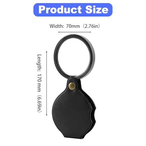 20x Pocket Magnifier, 2PCS Mini Folding Magnifiers, Rotating and Folding Portable HD Mini Pocket Magnifier for Elderly Students to Read Magazines and Newspapers (Black)