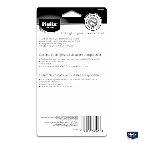 Helix - Compass and Protractor Set - Plastic Locking - 2 Pieces