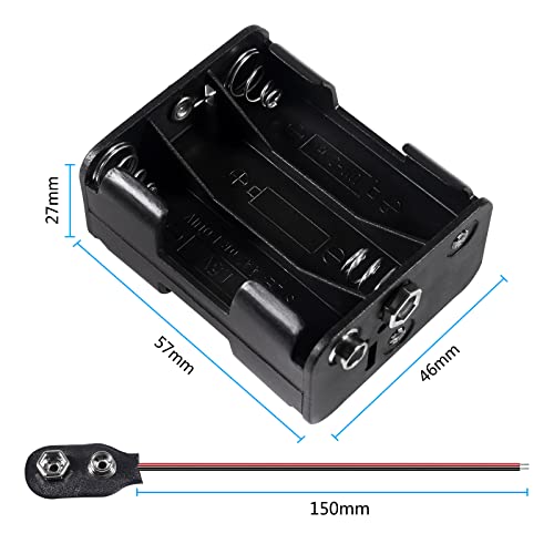 4pcs 6X 1.5V (9V) AA Battery Holder with 4pcs 9V I Type Battery Snap Connector 9 Volt Thicken Plastic Housing 2 Layers Battery Case - style: 6X 1.5V AA Battery Holder