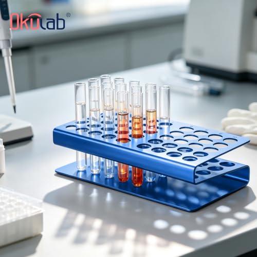 Aluminum Stainless Steel Test Tube Rack, 50 Round Holes Blue Test Tube Holder for Classroom, Lab, Suitable for Tubes of Dia.≤17mm, TTRS50BA1 - size: 50 Holes, Blue, for Tubes of Dia.≤17mm