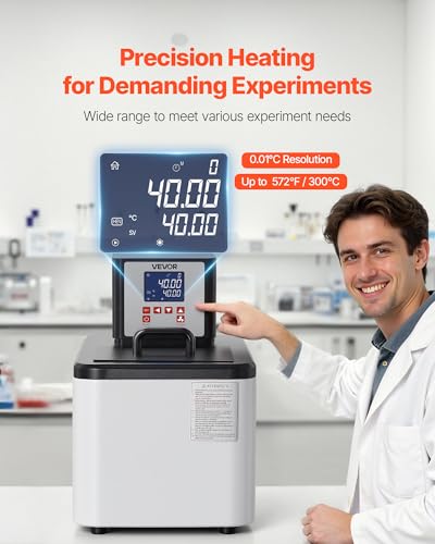 VEVOR Laboratory High-Temperature Circulating Oil Bath, Up to 300℃/572℉, 15 L Lab Constant Temperature Heating Tank, 0.1℃ High Precision, Internal and External Dual Circulation, for Laboratory - size: 300℃-15L