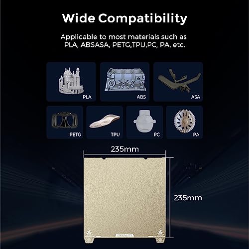 Creality Official Ender 3 S1 Pro Original Build Plate, 235x235mm Texture Surface PEI Sheet Magnetic Removable Flexible Spring Heat Resistance Bed Plate for Ender 3 V3 SE/KE, K1, Ender 3 S1, CR-10 SE - style: PEI Textured (Ender 3 S1 Pro)