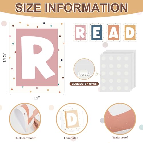 COCHIE Reading Posters for Classroom Decorations, Library Reading Corner Decor, Read Signs Poster Bulletin Board Set of 4, Pre-k Preschool Kindergarten Classroom Wall Decoration (Boho) - color: Boho