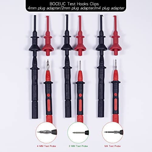 Grabber Micro Test Hook Clip for 4mm Plug Test Probe, Multimeter Mini Grabber Test Clips Conversion Connection for Push-in Pen Tip - size: 4MM PLUG