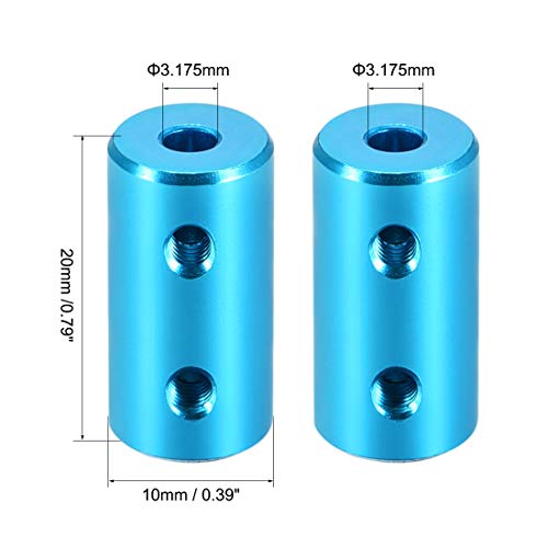 uxcell 1/8 Inch to 1/8 Inch Bore Rigid Coupling Set Screw L20XD10 Aluminum Alloy,Shaft Coupler Connector,Motor Accessories,Light Blue - size: 3.17mm to 3.17mm