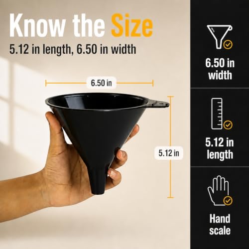 Plastic Funnels 3 Pack - Kitchen and Automotive Funnel Set - color: Black