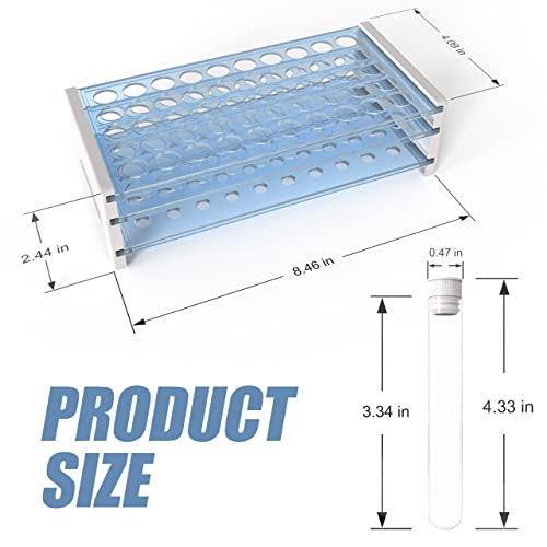 Joyclub 50pcs Test Tubes with Rack, 12x100 (8ml) Clear Test Tubes with Lids and Holder for Scientific Experiments, Halloween, Christmas, Scientific Themed Kids Party Supplies, Candy Storage - style: Modern