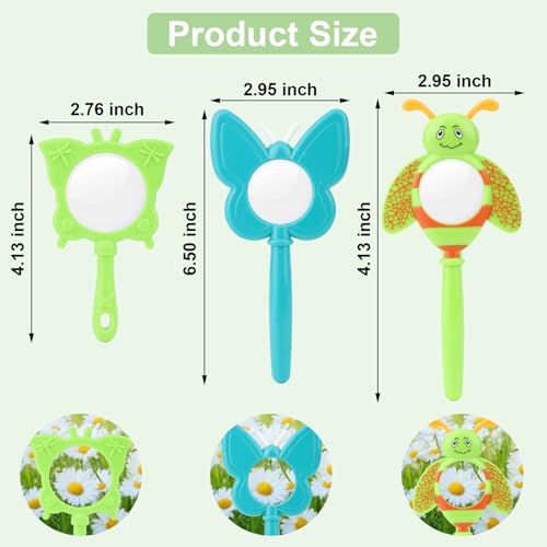 Kids Bee Magnifying Glass Handheld Magnifier for Outdoor Nature Exploration - color: Green