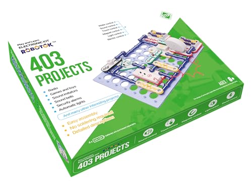STEM Electronics Circuit Kit for Kids, Over 403 Projects, DIY Electronic Building Blocks, Science Experiment Kit, Educational Toy for Ages 8+ (Mixed Color, 403) - size: 403