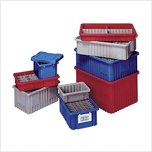 QUANTUM STORAGE SYSTEMS DG91050RD Dividable Grid Storage Container, Heavy-Duty Stackable Plastic Parts Bin for Warehouse, Assembly & Industrial Organization, 10-7/8" x 8-1/4" x 5", Red, 20-Pack