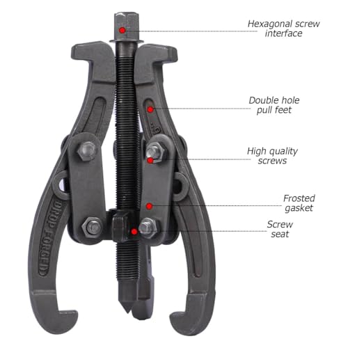 BELOMI 3 Jaw Inner Bearing Puller, Pilot Bearing Gear Puller for Auto with Reversible Jaws, Heavy Duty Gear Extractor Tool for Automotive Wheel, Pulling Kit for Motorcycle Car SUV (8 inch) - size: 8 inch