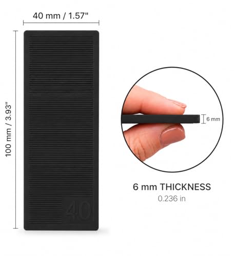 (Pack of 10) 1/4" (6 mm) Plastic Flat Washers Glazing Blocks 1.57 x 3.93 (40 x 100 mm) Framer Spacers Door and Window Packers (Black) - size: 1/4" (6 mm, Black)