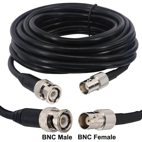 Upgraded RG58 BNC SDI Cable 32.8ft BNC Male to Female Extension Cable Low Loss 50 Ohm Coaxial Jumper for HD-SDI Video, CCTV, CB/VHF/UHF Ham Radio, Wireless Mic, Scanner & RF Applications - size: 32.8Ft
