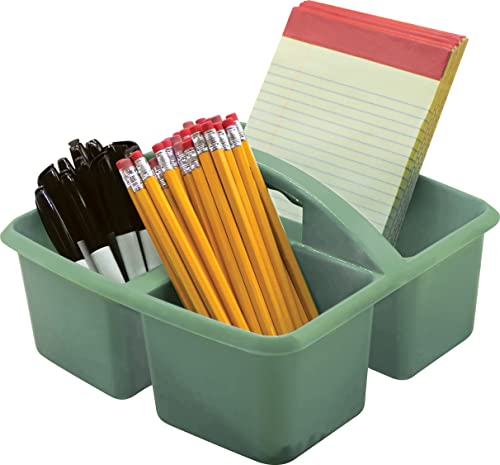 Teacher Created Resources Soft Colors Portable Plastic Storage Caddy 6-Pack for Classrooms, Kids Room, and Office Organization, 3 Compartments