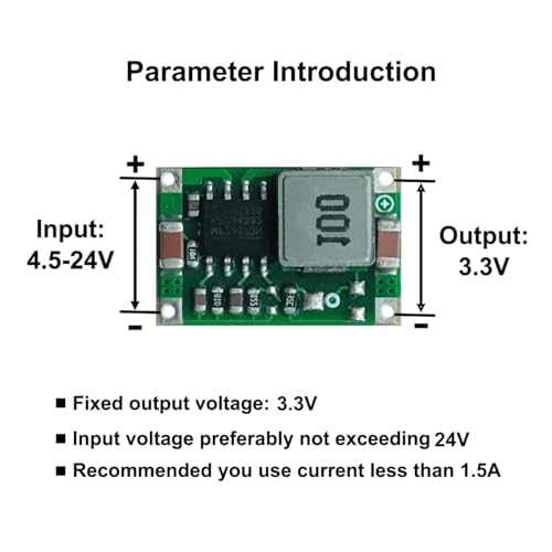 3.3V Buck Converter Module 5 Packs DC 5-23V 12V to 3.3V Step-Down Regulator Board 1.8A Output for Arduino, ESP32, DIY Electronics - style: 5PCS-3.3V-Green