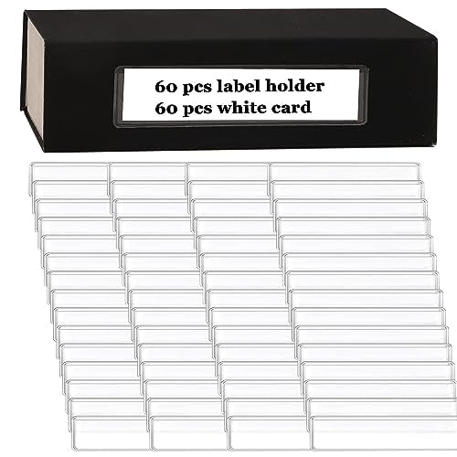 Adhesive Shelf Tag Label Holders Clear, Label for Storage Bins, 60pcs - color: Transparent, size: 1x4.1''(60pcs)
