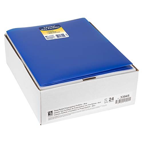 C-Line 3-Pocket Tri-Fold Poly Portfolios, Blue, Box (33945-24), 24 Count (Pack of 6) - color: Azul, size: 24 Count (Pack of 6)