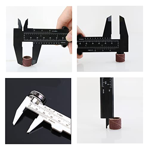 TamBee Plastic Vernier Caliper, 150mm Mini Caliper for School Students, Double Scale Caliper Jewelry Brow Sliding Gauge Ruler Measuring Tool 6Inch 5PCS(Black) - color: Black