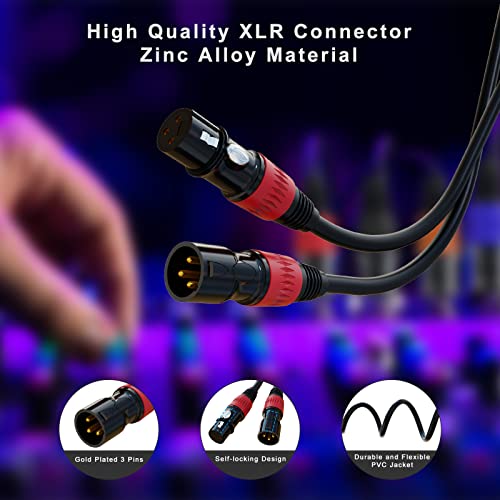 XLR Cables, XLR Microphone Cable 6 ft 6 Pack, Gold-Plated 3-pin XLR Speaker Cable Male to Female Balanced Mic Cable - color: Black, size: 6ft