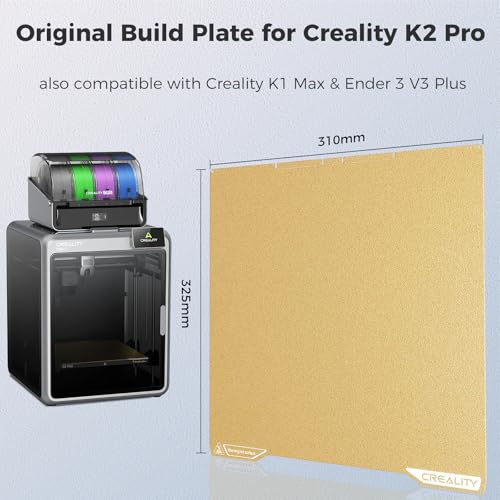 Creality K2 Pro Build Plate Original 325x310mm Dual Side Golden PEI Coating Spring Steel Magnetic K2 Pro Bed Plate Creality 3D Printer PEI Sheet for K2 Pro/K1 Max/Ender 3 V3 Plus - style: K2 Pro Textured