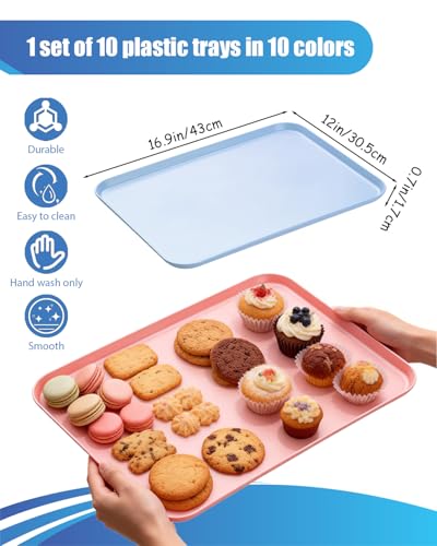 Plastic Art Trays,8 Pack Stackable Activity Tray Crafts Organizer Tray Serving Tray Jewelry Tray for DIY Projects, Painting, Beads, Organizing Supply,8 Color (16.9 x 12 Inches)