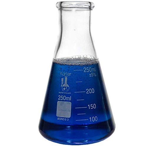250ml Narrow Mouth Erlenmeyer Flask, Borosilicate 3.3 Glass, Karter Scientific 213G7 (Case of 48) - size: 250ml, style: Pack of 48