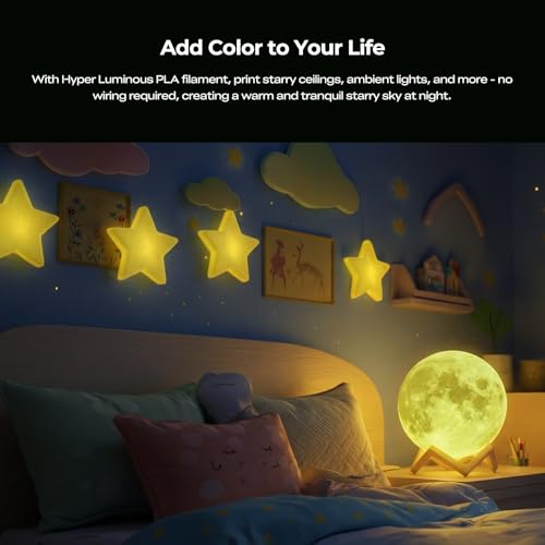 Creality Hyper Glow-in-the-Dark PLA Filament, Yellow, 1-Pack, 1KG - color: Luminous-yellow, size: 1kg