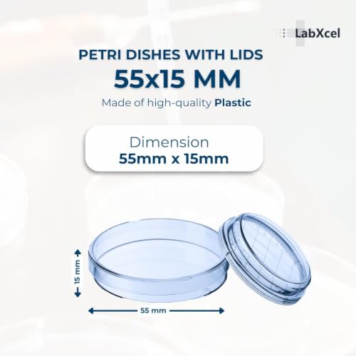 50 Pack Small Petri Dishes with Lids 55x15 mm Clear Plastic Dishes Vented Transparent Polystyrene Sample Containers for Classroom Educational Activities and General Laboratory Use