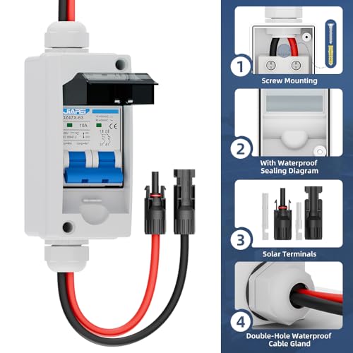 Solar Panel Disconnect Switch 10 Amp 400V Breaker Box, PV DC Miniature Circuit Breaker Disconnect Box Outdoor with IP65 Waterproof Box