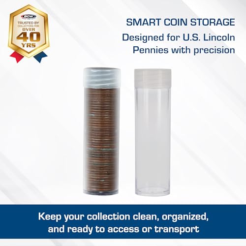 BCW Coin Tubes for US Pennies, Holds Lincoln Penny, 10 Count