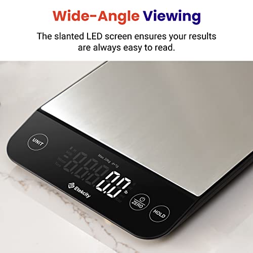 Etekcity 22lb Food Kitchen Scale, USB Rechargeable, IPX6 Waterproof - color: Stainless Steel-Silver