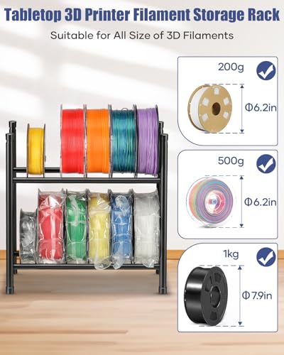 AHOWPD Desktop 3D Printer Filament Storage Rack - Tabletop 2-Tier Organizer for Filament Spools, Holds 5 Spools per Layer, for PLA/ABS/TPU Filament (2-Tier) - style: 2-Tier