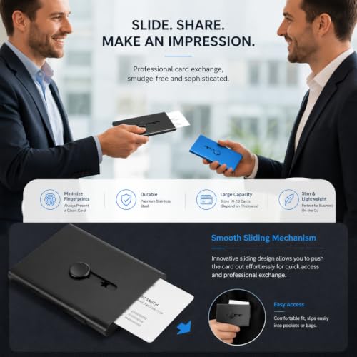 Tatuo 2 Pcs Black/blue Business Card Holder Thumb Drive Stainless Steel - color: Black/Blue